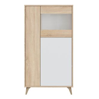 HOMN Vitrina 3 puertas color roble/blanco, armario auxiliar o librería