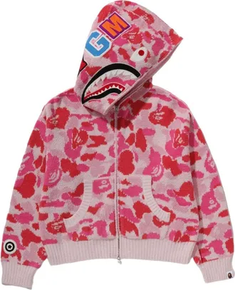 A Bathing Ape Camo Towel Jacquard Shark Full Zip Hoodie Pink 1M30-215-304-PNK