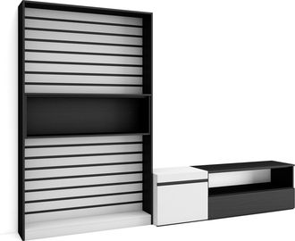 Skraut Home Skraut Home - Muebles De Sal&oacute;n Para Tv, Conjunto De Muebles Comedor, 260x186x35cm, Para Tv Hasta 65, Mueble Televisi&oacute;n, Estilo Moderno, Blanco Y Negro