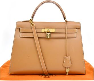 Herm&egrave;s Tan With White Stitching Kelly 32cms Size M