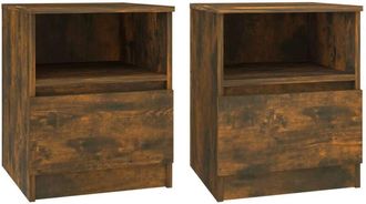 vidaXL Mesitas noche 2 uds madera ingeniería roble ahumado 40x40x50 cm vidaXL