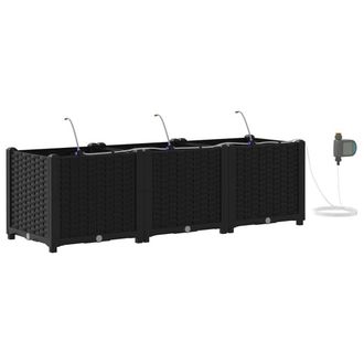 Berkfield Home Garden Planters with Water Irrigation System 3 pcs Black
