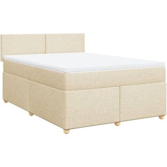 vidaXL Vidaxl - Cama Box Spring Con Colch&oacute;n Tela Color Crema 140x200 Cm