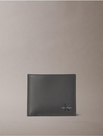 Calvin Klein Mens Monologo Bifold Wallet - Grey