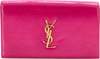 Saint Laurent Classic Monogram Patent Large clutch bag - Roze