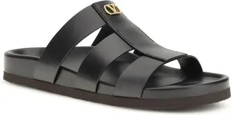 Valentino Garavani Mens Black Calf Leather Bos Taurus Sandals