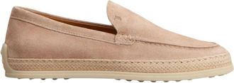 Tod's Roze platte schoenen met reli&euml;flogo - Dames - Loafers - Roze - 39 EU - Schoenen