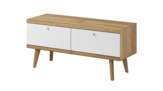 AKL FURNITURE Mueble para TV efecto madera Crema y Blanco