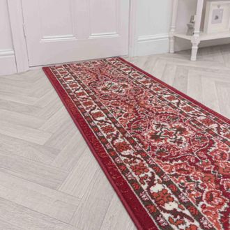 Runrug Hallway Carpet Runner Rug - Soft & Comfy, 9mm - Senneh in Red | Size: 60 cm x 420 cm