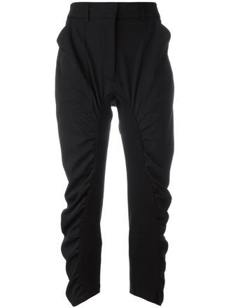 Stella McCartney ruched cropped trousers - women - Wool/Cotton - 40 - Black