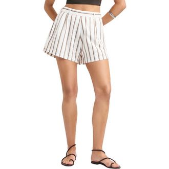 Vitamin A The Getaway Organic Cotton & Linen Shorts in Earth Stripe at Nordstrom, Size X-Small