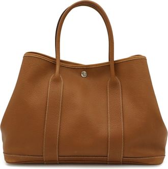 Herm&egrave;s Brown Yellow Negonda Leather Handbag Tote Bag (Pre-Owned)