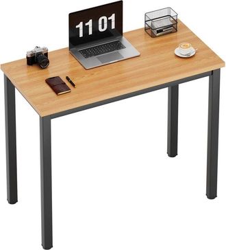 Soges Scrivania per computer piccola 80 x 40 cm, scrivania per PC, scrivania per ufficio, scrivania angolare per ufficio domestico,Teak Nero