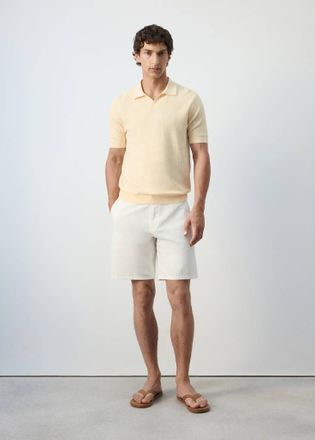 Mango Bermuda denim misto cotone lino regular-fit bianco sporco - Uomo - 44 - MANGO MAN