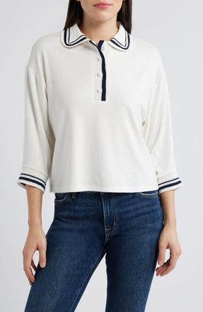 Wit & Wisdom Crochet Stripe Top in Off White/Navy at Nordstrom, Size X-Small