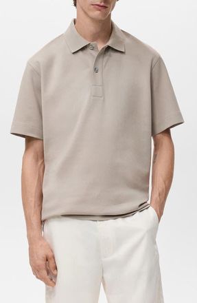 Mango Relaxed Fit Cotton Blend Polo in Light/Pastel Grey at Nordstrom, Size X-Small