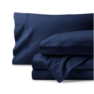 Bare Home 100% Organic Cotton Flannel Sheet Set in Dark Blue at Nordstrom, Size California King