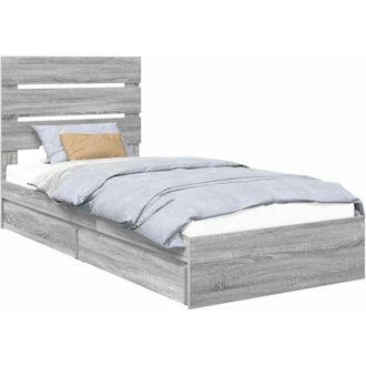 vidaXL Cama Con Almacenamiento Con Cabecera Gris Sonoma 100 X 200 Cm Vidaxl