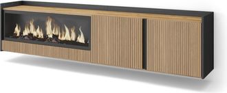 Skraut Home Skraut Home - Mueble Tv, Televisi&oacute;n, Muebles De Sal&oacute;n, Almacenaje, 212x35x50cm, Para Tv Hasta 80, Chimenea El&eacute;ctrica Xxl, Colgado, Suspendido, Estilo 