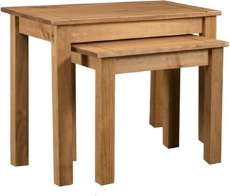 vidaXL Nesting Tables 2 pcs Solid Pine Wood Panama Range Vidaxl