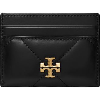 Tory Burch Kira Diamond Quilted Leather Card Case in Black at Nordstrom