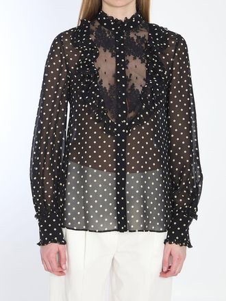 Valentino Garavani Womens Shirt With Polka Dots - Black Cotton - Size EU 40 (Womens)