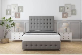 Comfort Beds Florence Dumfries Divan Set 2 Drawers-26 Headboard-Footboard in Light Grey | Size: Super King