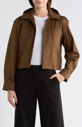 Theory Hooded Crop Jacket in Clove at Nordstrom Rack, Size Medium