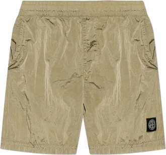 Stone Island Korte Broeken, Heren, Groen, S, Logo Patch Shorts