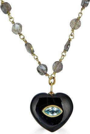Rachel Reinhardt Jewelry Womens Heart Pendant Necklace In Black