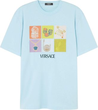 Versace Relaxed-Fit Aqua Blue T-Shirt