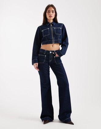 Tommy Jeans Sia - Jeans bootcut a vita bassa lavaggio blu scuro in coordinato