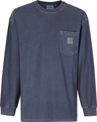 Carhartt Work in Progress Tops, Heren, Blauw, M, Katoen, L/S Loose Pocket T-Shirt