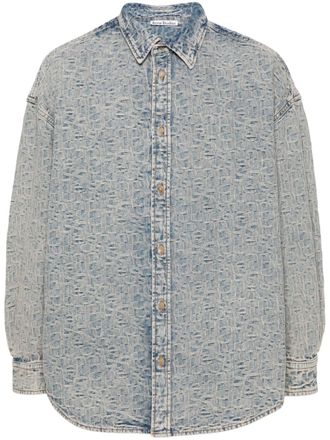 Acne Studios Camicia denim con monogramma jacquard - Blu