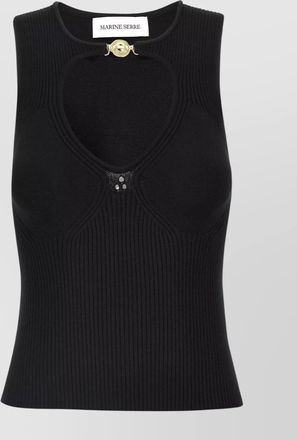 Marine Serre open neck knit tank top