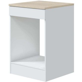 F.R.S. Mueble Cocina Para Horno Kira En Blanco Brillo, Encimera Roble Canadian. 90cm(alto) 60cm(ancho) 60cm(largo)