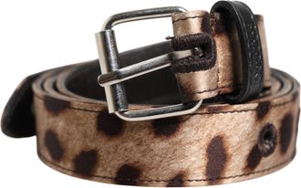 Dolce & Gabbana Bruine Luipaard Zilveren Metalen Gesp Ceintuur