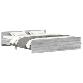 Berkfield Home Bed Frame with Headboard & Footboard Grey Sonoma 200x200 cm