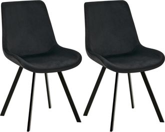 Clp Clp - Lote De 2 Sillas De Comedor Lewes Terciopelo Negro