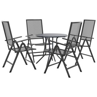 Berkfield Home Reclining Garden Chair Set 5 pcs Anthracite Powder-coated Steel in Black