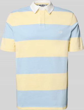 Review Regular Fit Poloshirt mit Rugby-Streifen und Logo-Bestickung in Hellblau, Gr&ouml;&szlig;e XXL