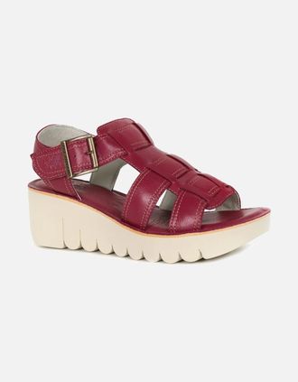 FLY London Womens Yudd Womens Wedge Heel Sandals - Red - Size: 5