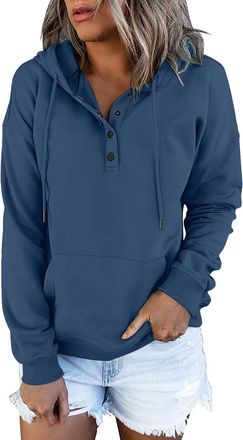 Generic Daily Deals of The Day Sweatshirts for Women UK Oversized Long Casual Down For Womens Pocket Hooded Sweatshirts Pullover Sleeve Button V Womens Sale C