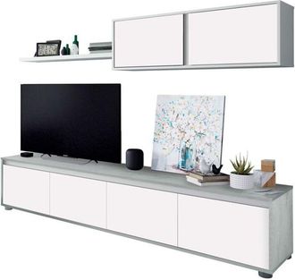 HOGAR 24 Hogar24 - Sal&oacute;n Alida Blanco Artik (blanco Mate) - Gris Cemento 200cm (ancho) X 43cm (alto)