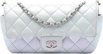 Chanel Pre-owned Quilted Crossbody Bag - Dames - Vintage Schoudertas - Blauw - ONE Size - Leer - Vintage
