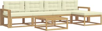 vidaXL Conjunto De Sof&aacute;s De Exterior 6 Uds. Blanco Y Crema Poli&eacute;ster Vidaxl
