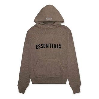 Fear of God FW20 Knit Logo Hoodie Taupe FOG-FW20-366