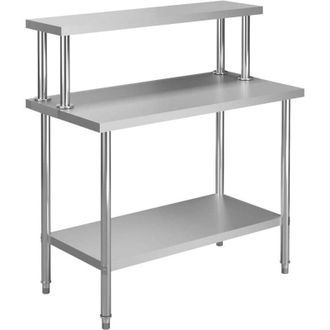 vidaXL Mesa De Trabajo De Cocina Con Estante Acero Inox 120x60x120cm