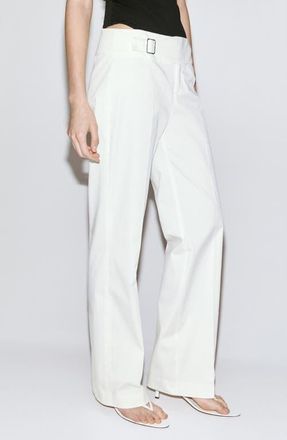 Mango Belted Straight Leg Pants in White at Nordstrom, Size 10