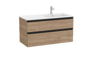 Roca Conjunto Mueble The Gap 1000x460 2 Cajones + Lavabo Derecha Nogal